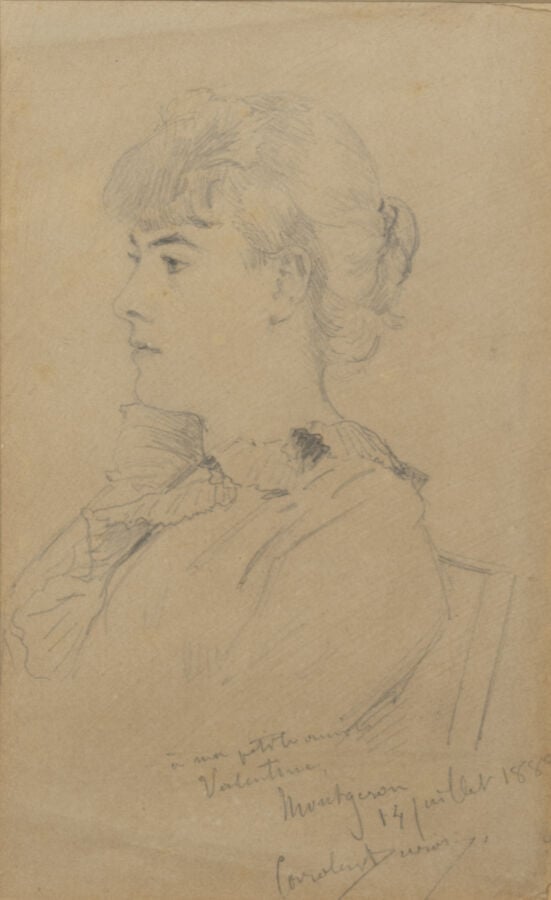 Germaine DRUON (attribué à) - Femme au chignon et portrait de femme - Deux fusa…
