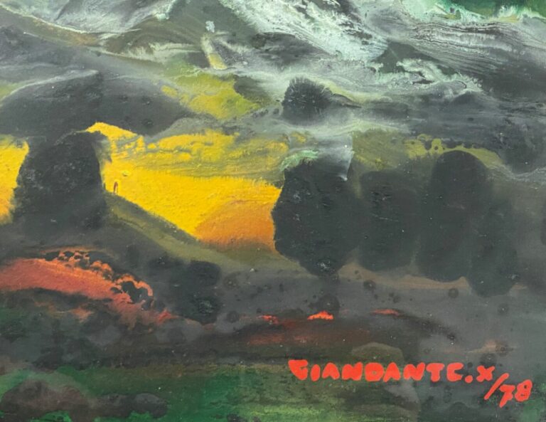 GIANDANTE X (1900-1984) - Paysage montagneux - Deux techniques mixtes sur carto…