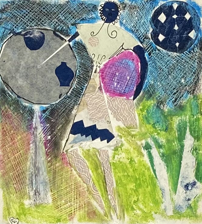 Giordano FALZONI (1925-1998) - Femme devant un guéridon, vers 1947-1948 - Colla…