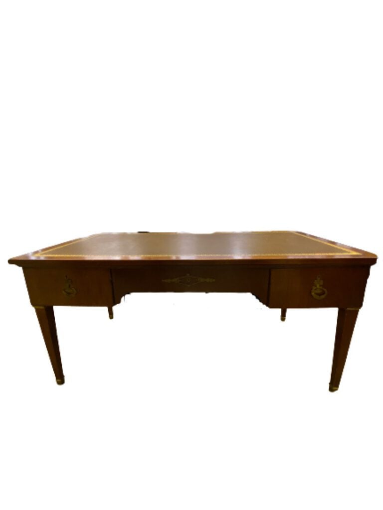 Grand bureau plat en bois, Style Empire - (usures, éclats, manques) - H: 75 cm…