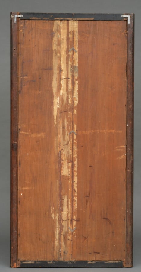 Grand ooema en bois avec une image peinte du bodhisattva Kannon (mieux connu so…