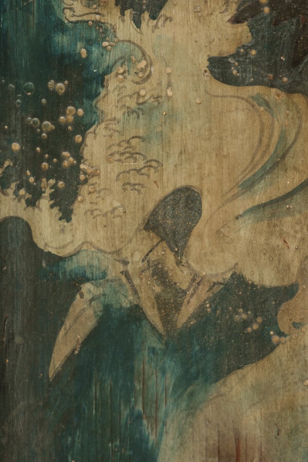 Grand ooema en bois avec une image peinte du bodhisattva Kannon (mieux connu so…