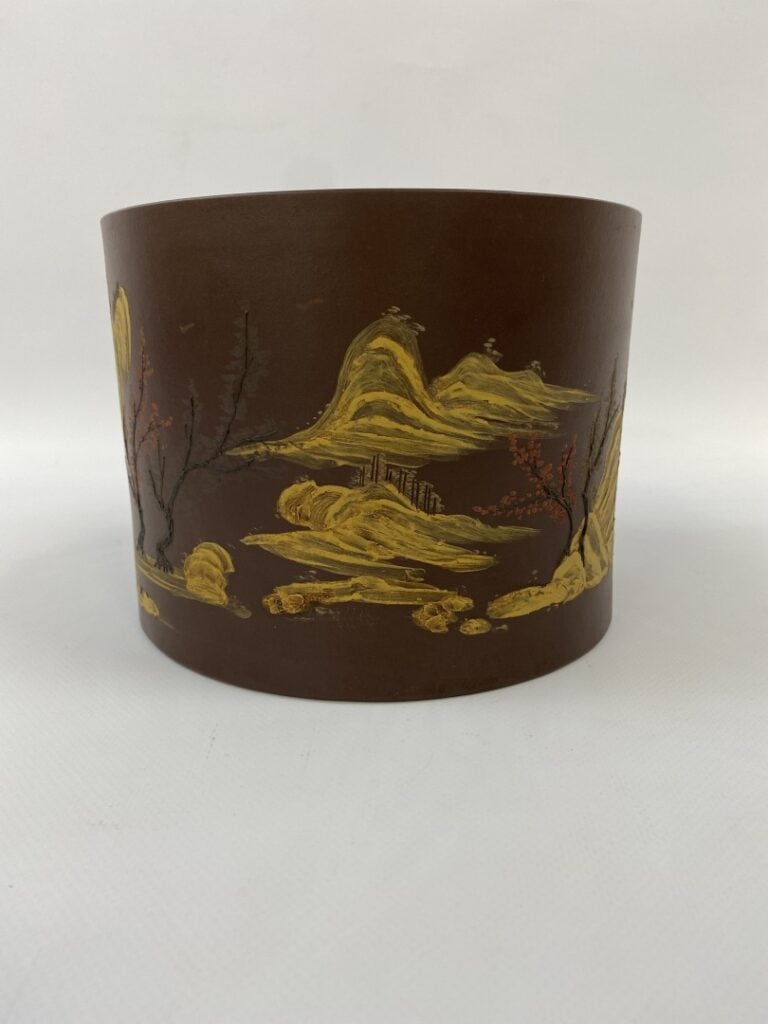 GRAND POT A PINCEAUX EN TERRE-CUITE / GRES DE STYLE YIXING - Chine, Epoque XXe…