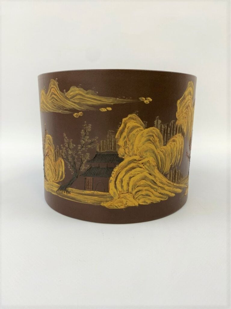 GRAND POT A PINCEAUX EN TERRE-CUITE / GRES DE STYLE YIXING - Chine, Epoque XXe…