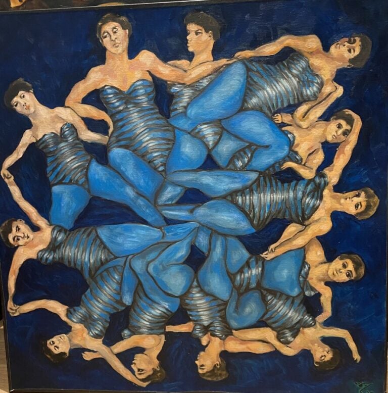 GRAND'A - Rose bleue - Huile sur toile, monogrammée en bas à droite et datée 95…