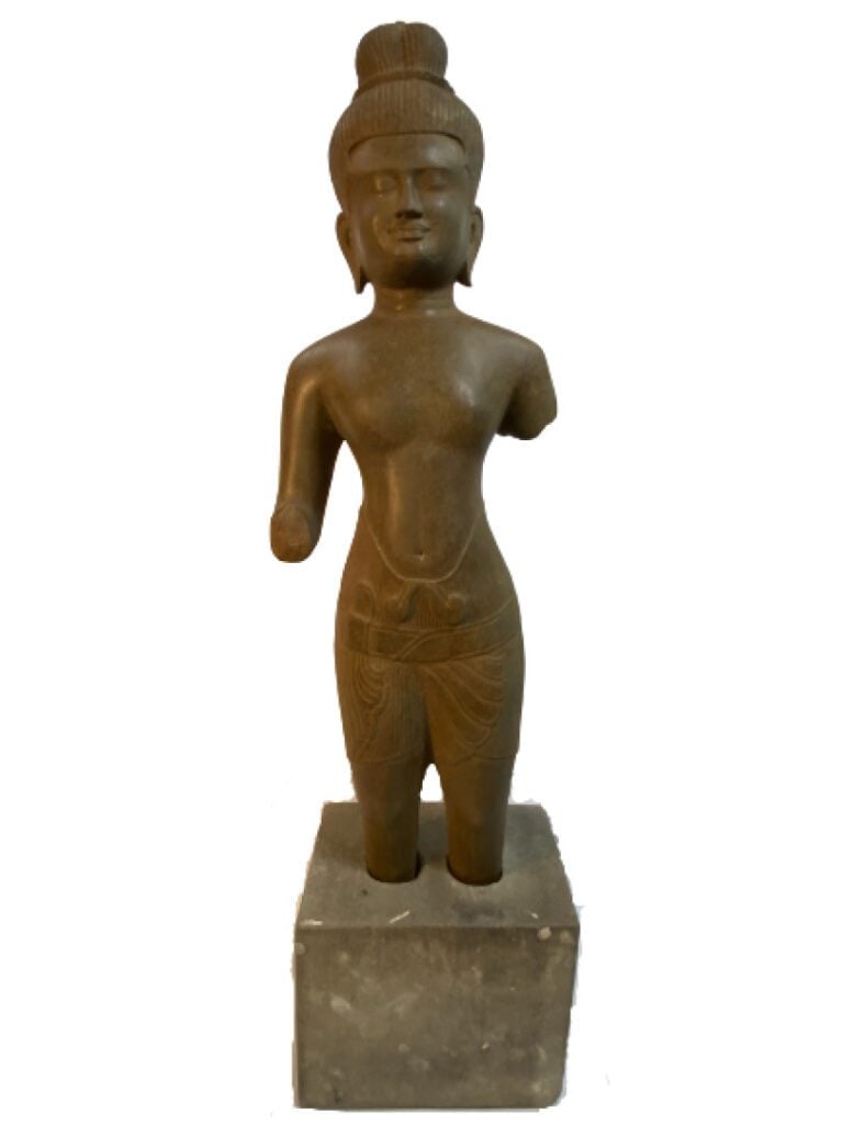 GRANDE SCULPTURE EN GRES A L'EFFIGIE D'UNE DIVINITE - Art Khmer, Moderne - Repr…