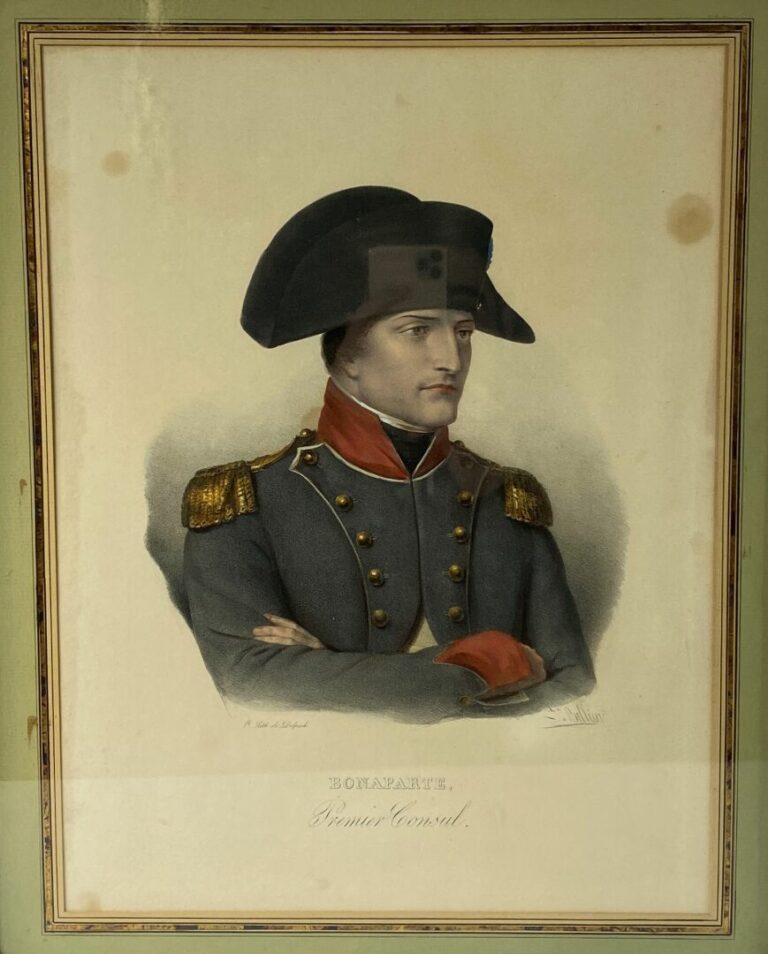 Gravure en couleurs - Bonaparte, Premier Consul - Dim (à vue): 41 x 31 cm - (ta…