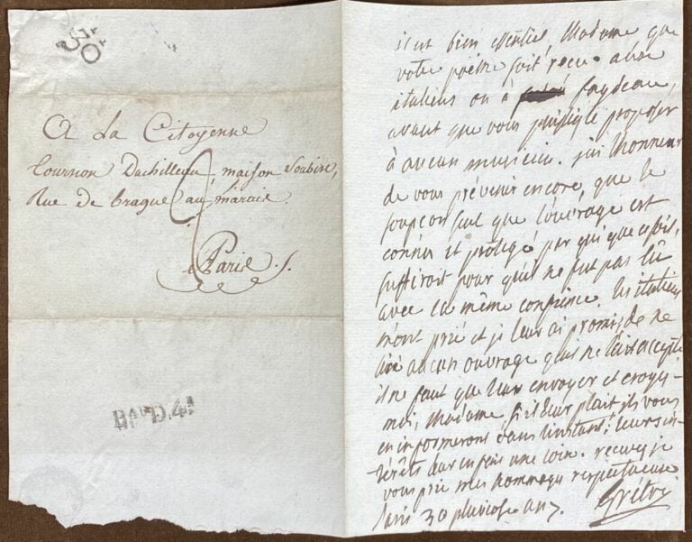 Grétry, André L.a.s. - Lettre.