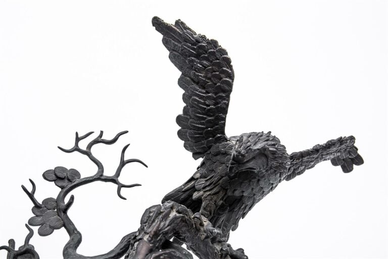 GROUPE MONUMENTAL EN REGULE A L'EFFIGIE D'UN RAKAN MAITRISANT LE DRAGON - Japon…