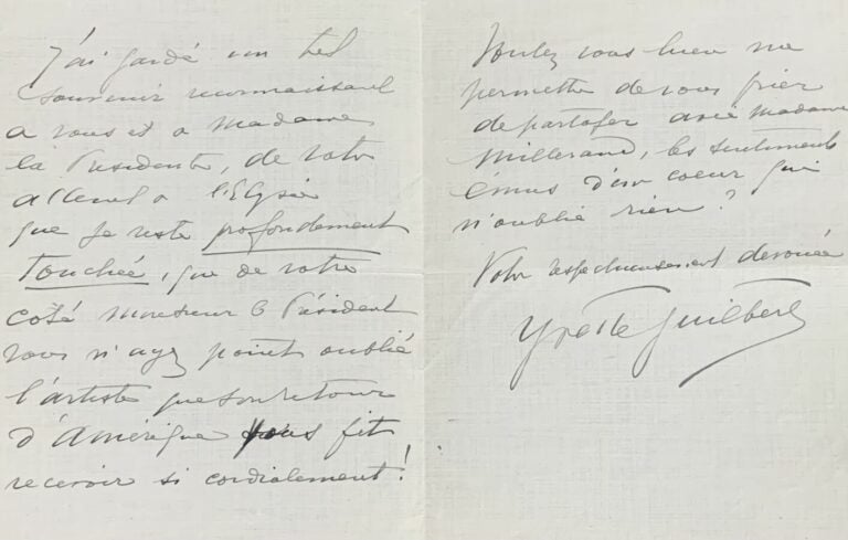 Guilbert, Yvette L.a.s. - Lettre à Alexandre Millerand.