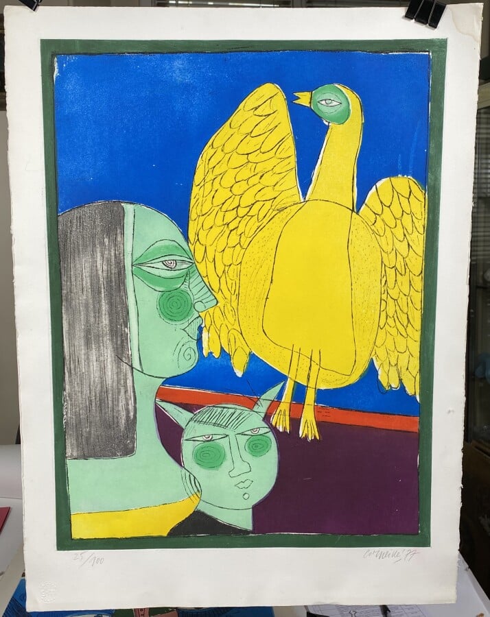 Guillaume CORNEILLE (1922-2010) - Yellow Bird, 1977 - Eau-forte et aquatinte en…