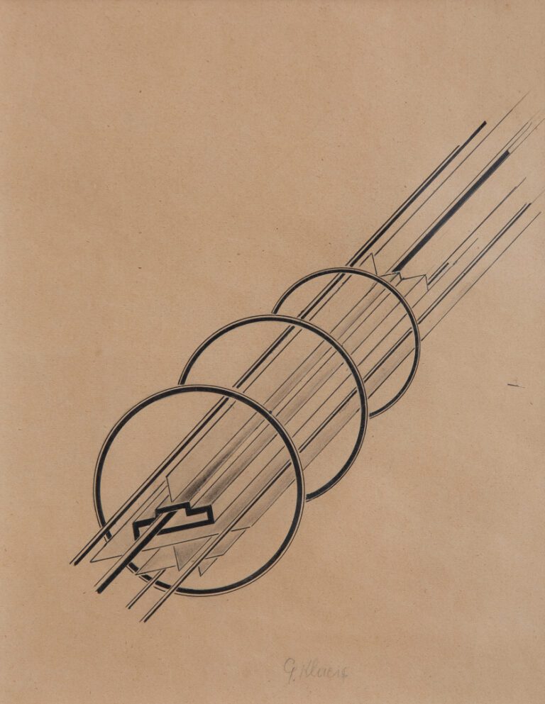 Gustav Gustavovich KLUZIS (1895-1938). - Composition abstraite - Dessin à l'enc…