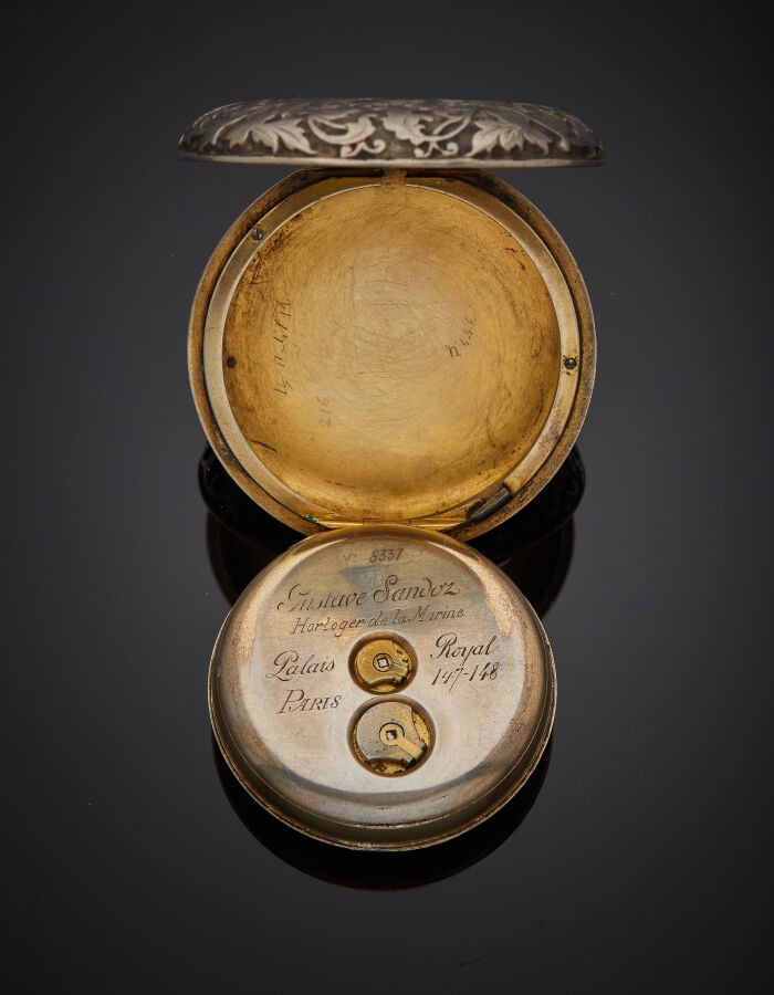 . Gustave SANDOZ - MONTRE de POCHE SAVONNETTE formant boîte (sans bélière) en a…