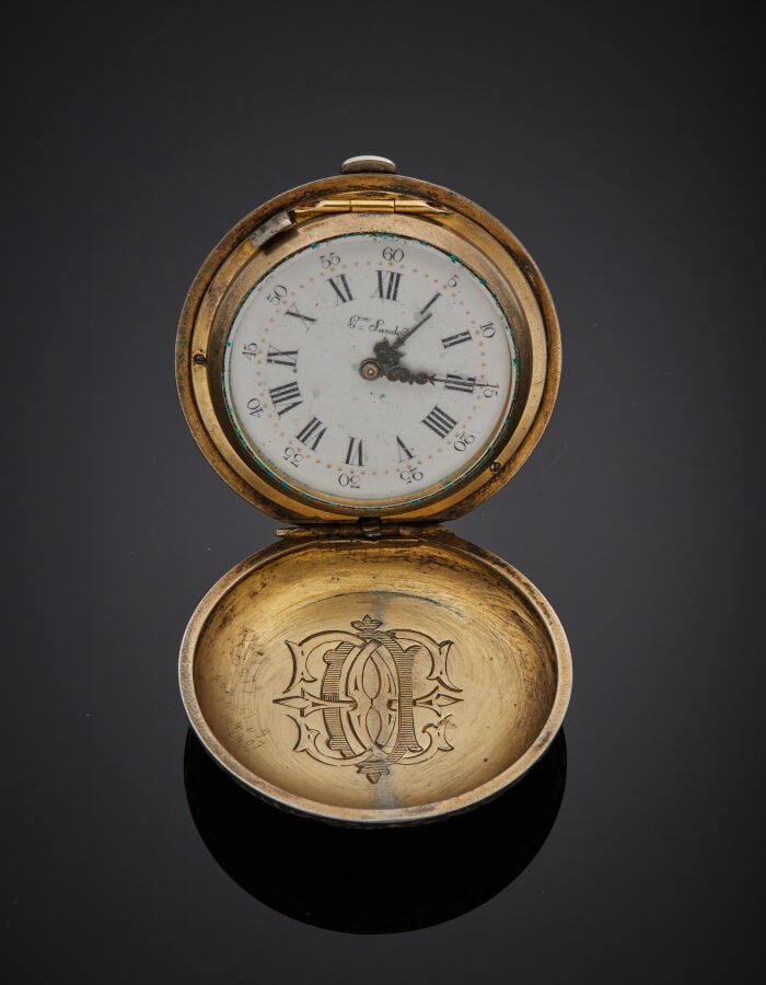 . Gustave SANDOZ - MONTRE de POCHE SAVONNETTE formant boîte (sans bélière) en a…