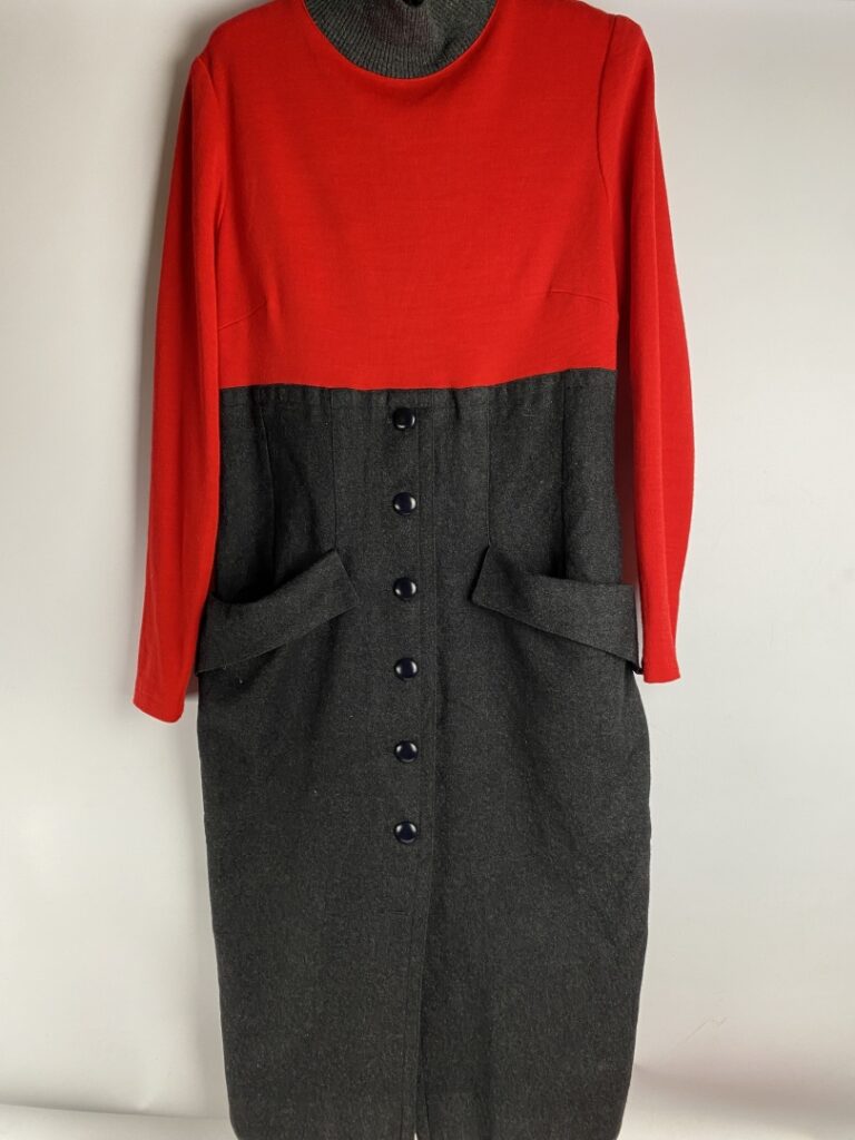 GUY LAROCHE - Robe en jersey rouge et gris anthracite - Bon état