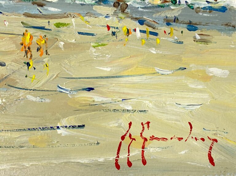 Guy LEGENDRE (en 1946) - Vue d'une plage en Bretagne - Huile sur panneau, signé…