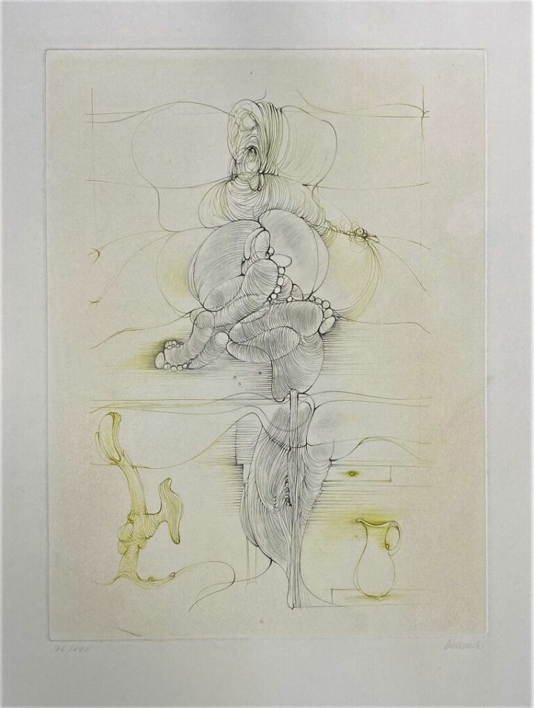 Hans BELLMER (1902-1975) - Composition érotique - Eau-forte en couleurs signée…