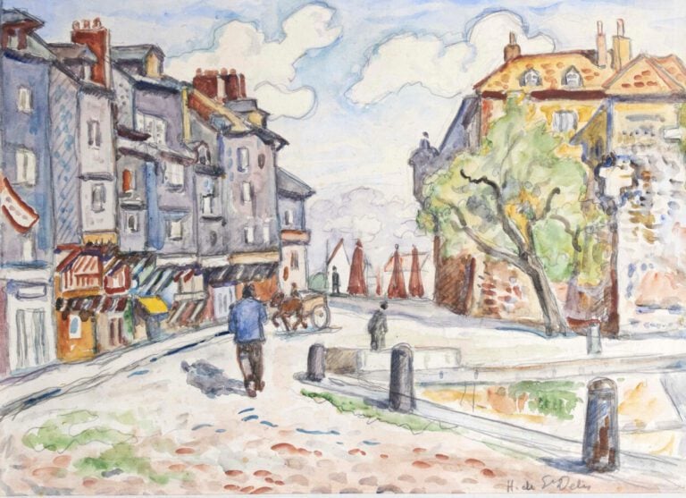 Henri Liénard DE SAINT-DELIS (1878-1949) - Vue d'Honfleur - Aquarelle, signée e…