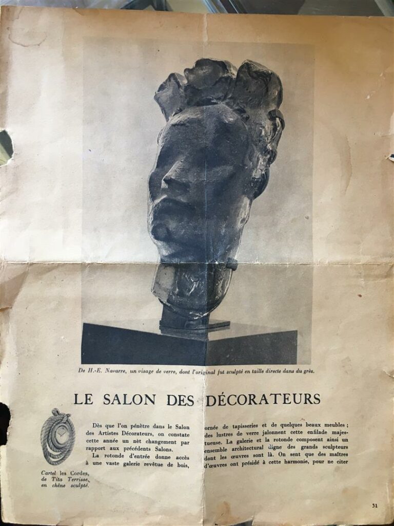 Henri NAVARRE (1885-1971). - Tête de femme - Sculpture en platre, fer et cire.…