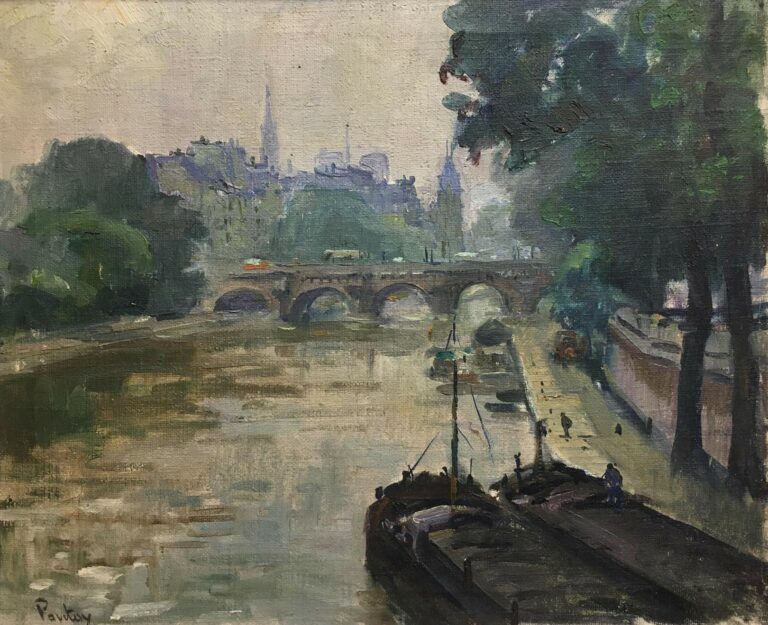 Henry-Jean PONTOY (1888-1968). - Paris, le pont neuf et le quai de Conti - Huil…