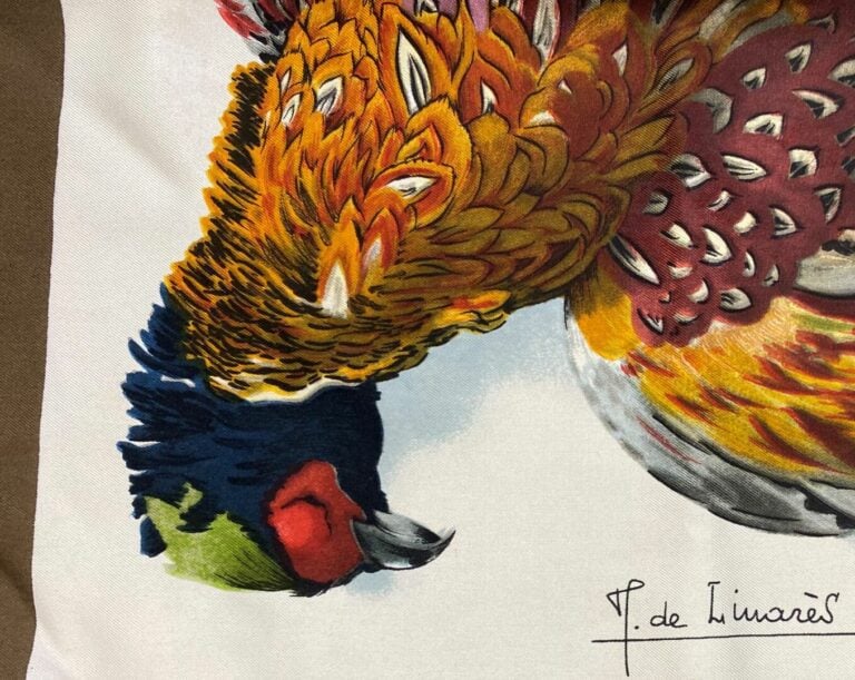 HERMÈS Paris - Carré en twill de soie à décor imprimé titré Belle chasse, signé…