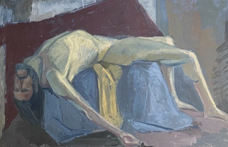 Homme nu allongé - Huile sur carton - 54 x 81 cm