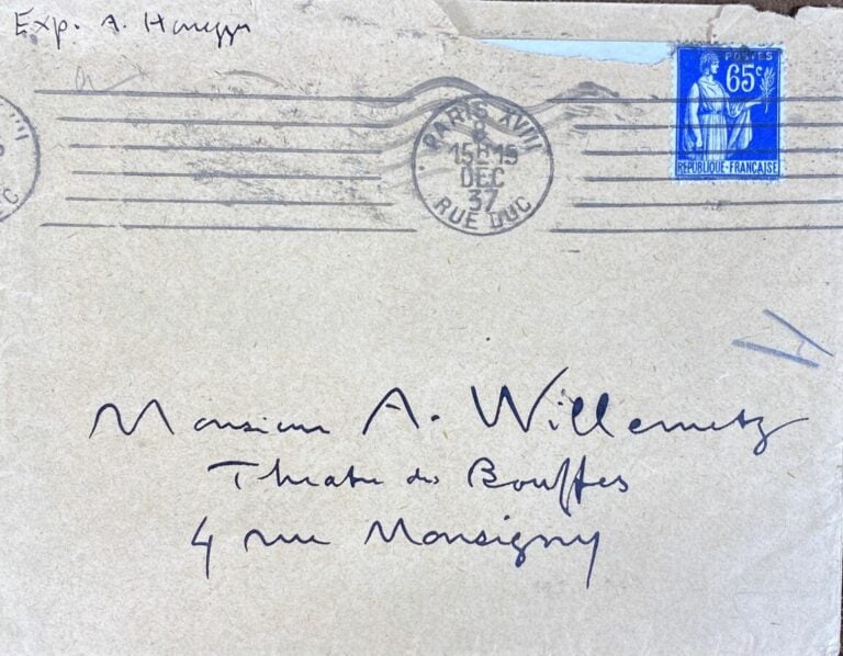 Honegger, Arthur L.a.s. - Lettre à Willemetz.