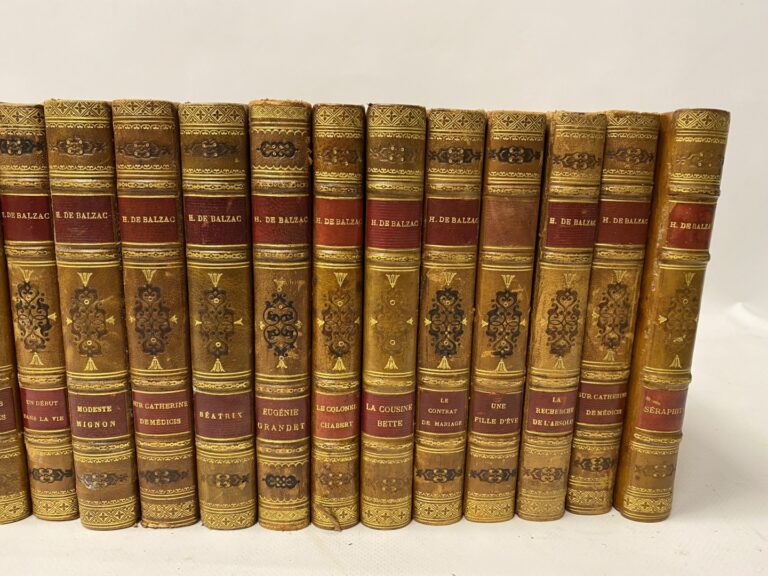 Honoré de BALZAC, 23 volumes reliés in-8, essentiellement Eugénie Grandet, Colo…