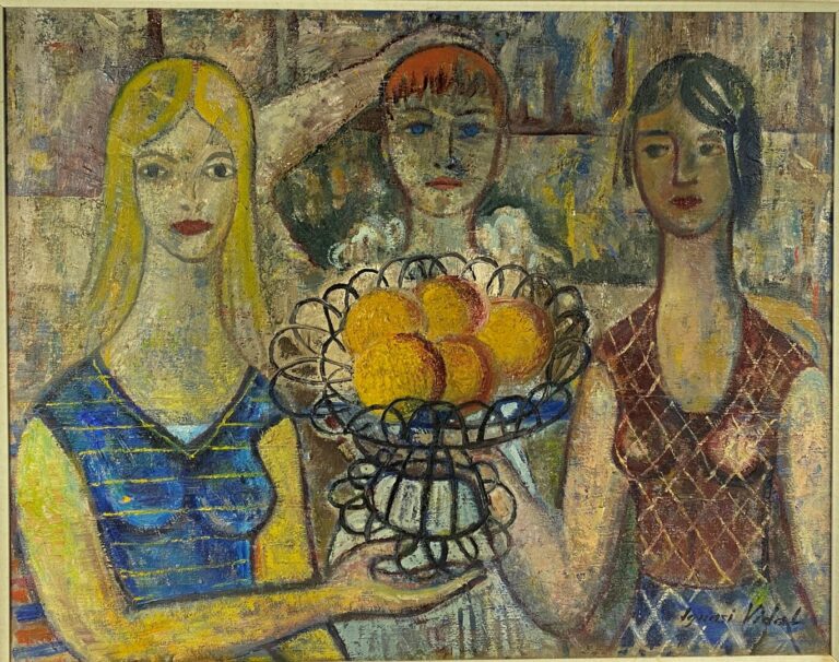 Ignasi VIDAL (1904-1988) - Trois femmes à la corbeille de fruits - Huile sur to…