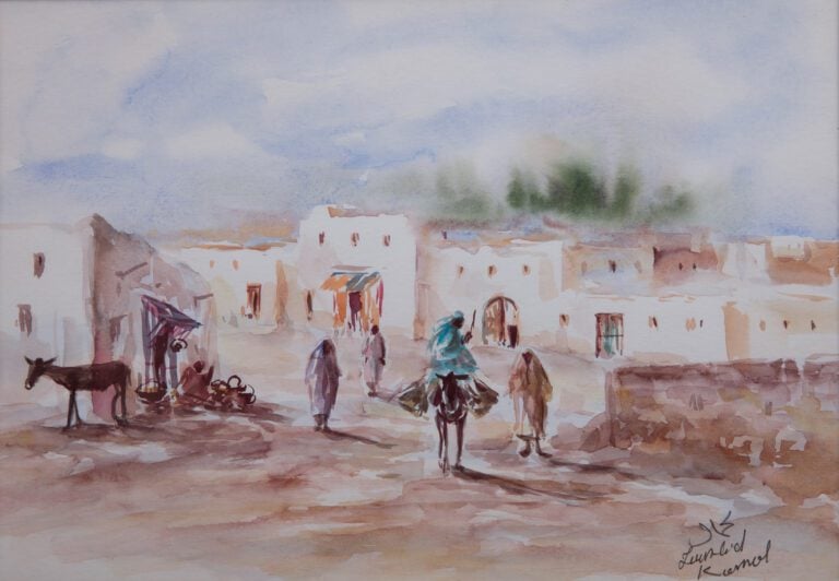 Ioualid KAMAL (XXe siècle) - Scènes animées au Maroc, souks - Suite de six aqua…