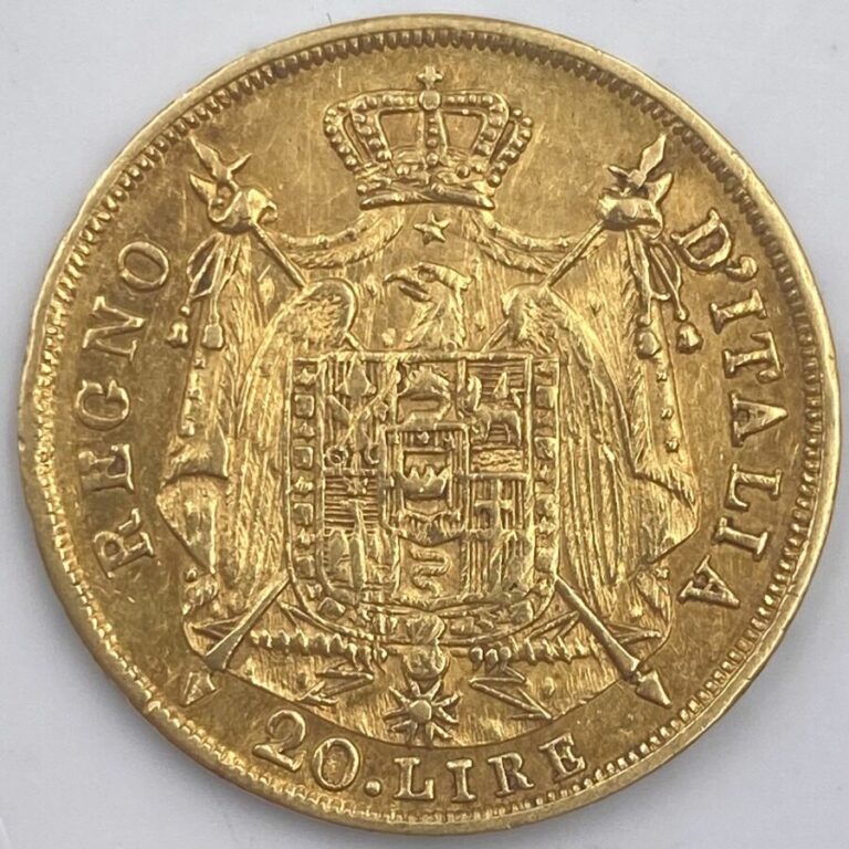 ITALIE - Une pièce de 20 Lires or de type « Napoléon I », 1813 M 1/0.TTB Poids…