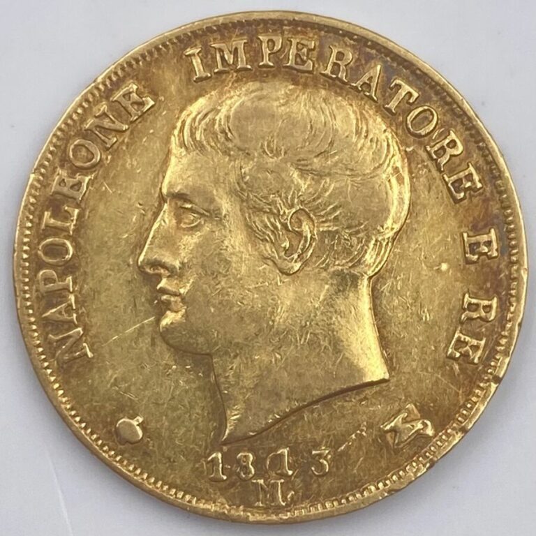 ITALIE - Une pièce de 20 Lires or de type « Napoléon I », 1813 M 1/0.TTB Poids…