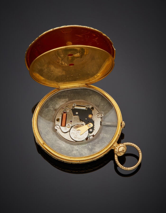 J. F. BAUTTE & Cie - MONTRE de POCHE en or jaune (750‰) entièrement ciselé de v…