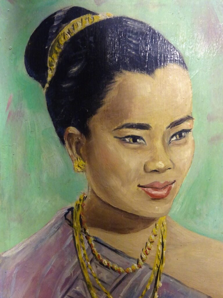 J. H. VILLE - Portrait d'une jeune laotienne - Huile sur isorel - Signé en bas…