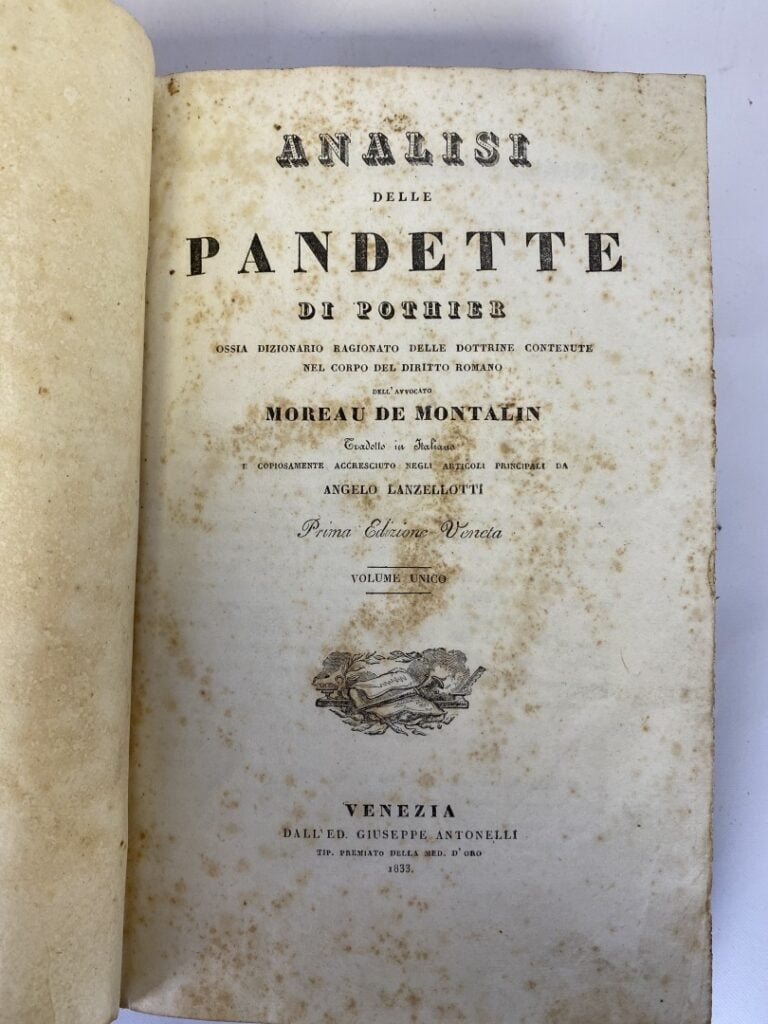 J. L. MOUREAU de MONTOLIN - Analisi delle Pandette di Pothier ossia Dizionario…