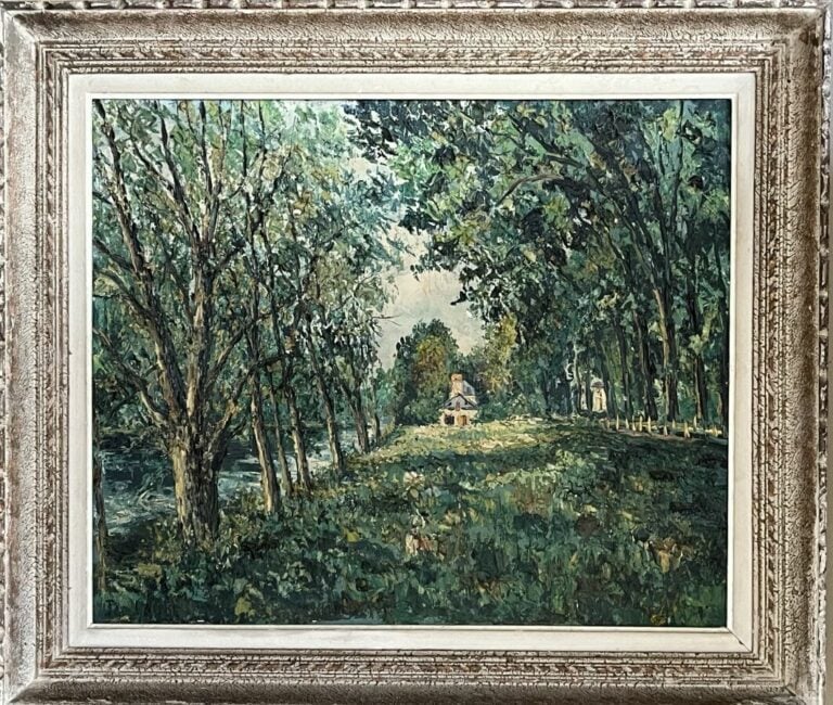 Jac LAUBE - Bord de rivière - Huile sur toile, signée en bas à gauche - 54 x 64…