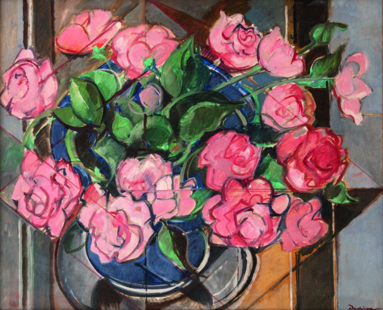 Jacques DESPIERRE (1912-1995) - Rose et vase bleu - Huile sur toile, signée en…