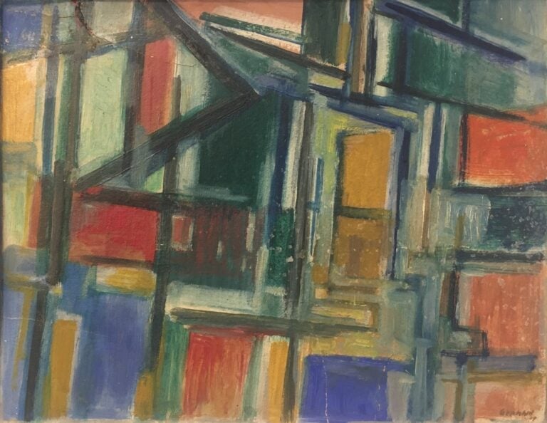 Jacques GERMAIN (1915-2001). - Composition abstraite, 1949 - Huile sur carton,…