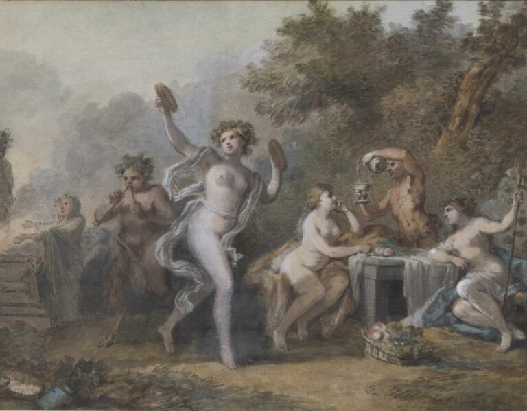 Jacques-Philippe CARESME (1734-1796) - Bacchanale - Aquarelle sur trait de plum…