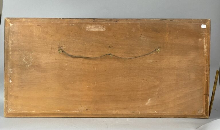 JAPON, XXe - Clair de lune - Panneau en bois, technique mixte - Signé - 48 x 98…