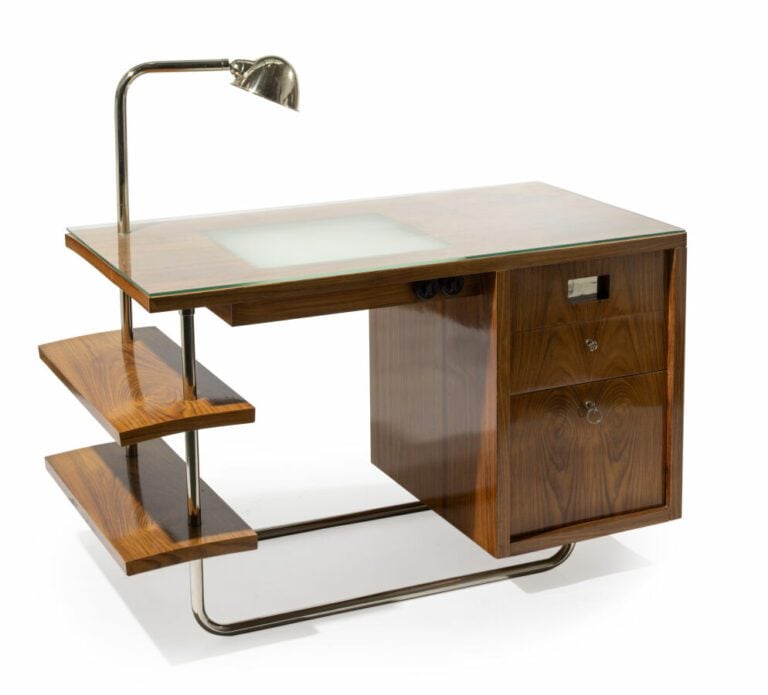 Jean-Boris LACROIX, attribué à - Bureau moderniste en placage de palissandre e…