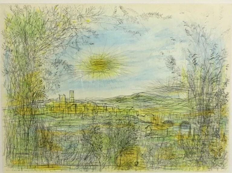 Jean CARZOU (1907-2000). - Saint-Paul de Vence - Eau-forte et aquatinte sur pap…