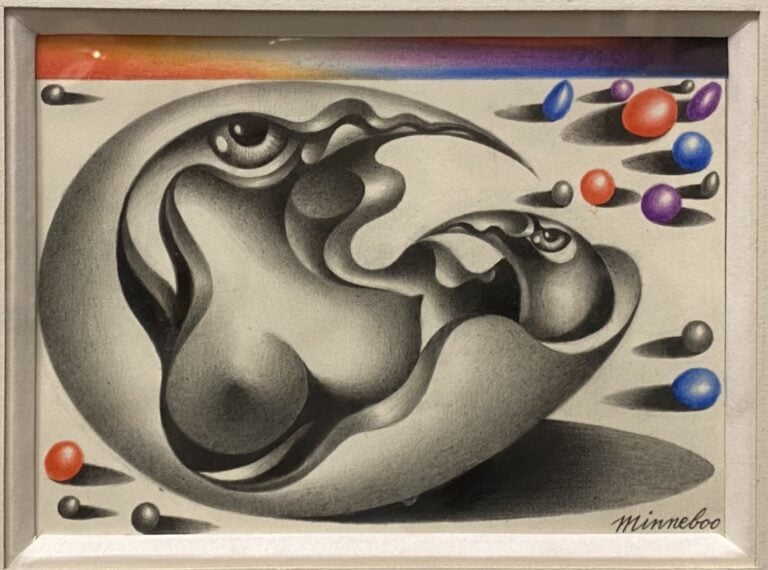 Jean-Claude MINNEBOO (né en 1943) - Composition surréaliste - Dessin au crayon…