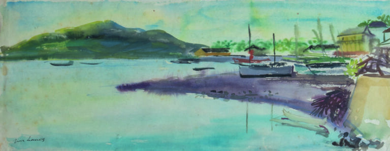 Jean LAUNOIS (1898-1942) - Paysage - Aquarelle sur papier, signée en bas à gauc…