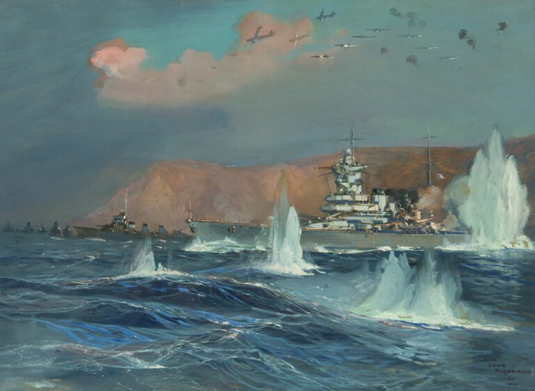 Jean-Louis PAGUENAUD (1876-1952), peintre de la Marine. - Bataille navale - Des…
