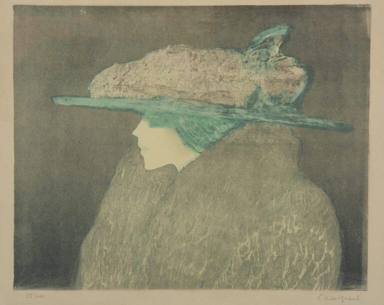 Jean-Pierre CASSIGNEUL (né en 1935). - Femme au chapeau - Lithographie sur papi…