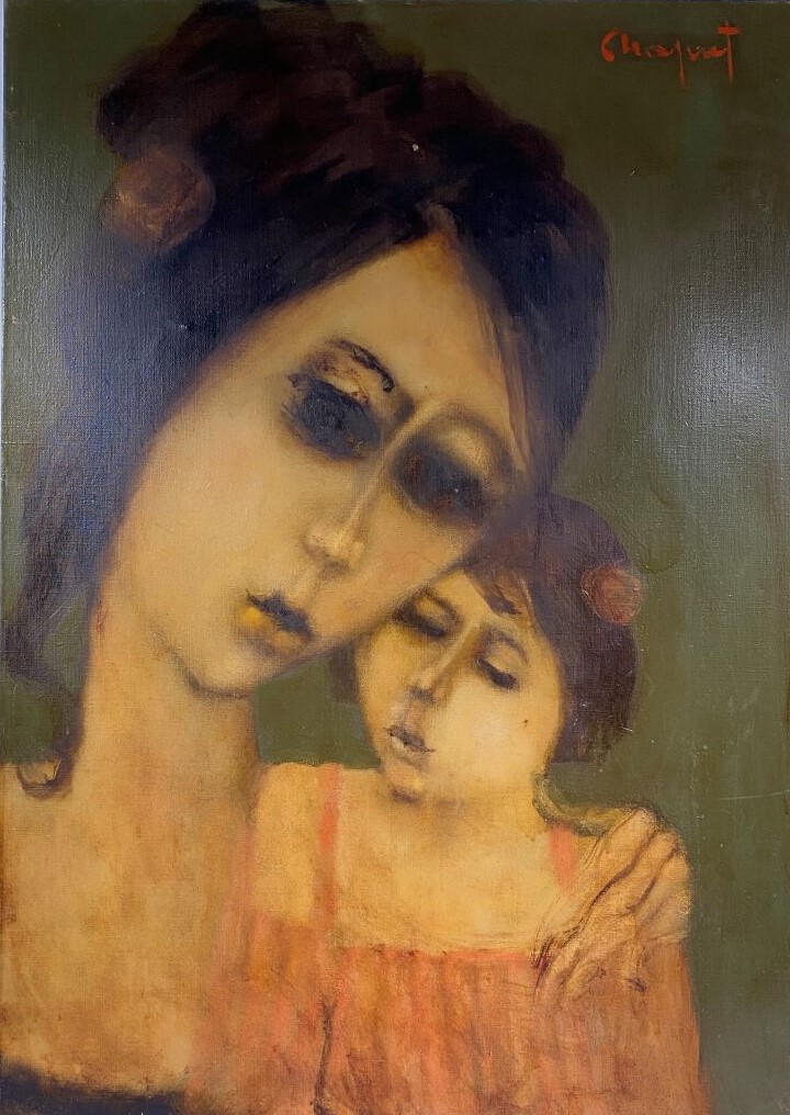 Jean-Pierre CHAPUT (1935) - Mère et enfant - Huile sur toile, signée en haut à…