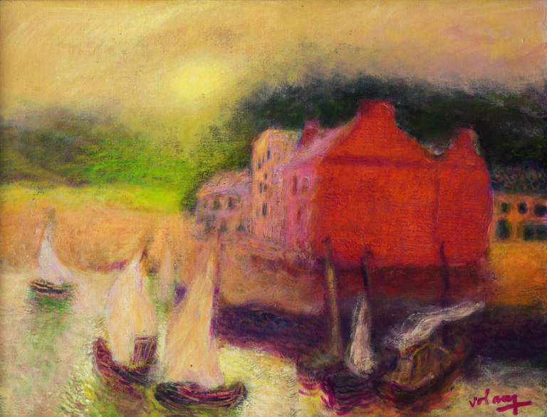 Jean VOLANG (1921-2005) - Maison rouge - Huile sur toile, signée en bas a droit…