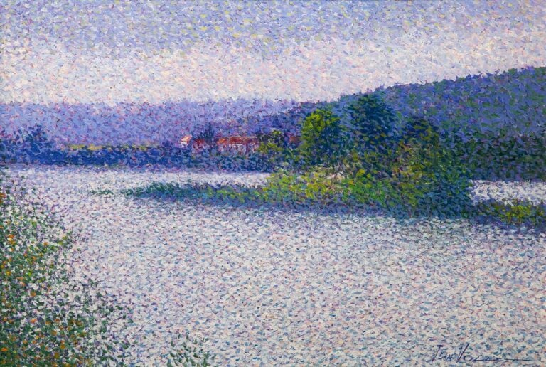 Jean VOLLET (XXème siècle). - La Vezère - Huile sur toile, signée en bas à droi…