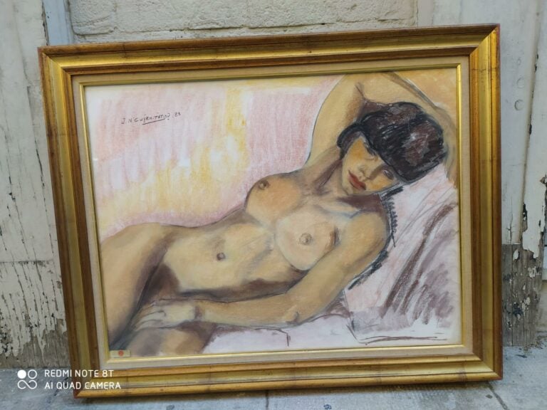 [/] Jeanie NGUYEN TAT DU (Vietnam et France, 1944-) - Femme alanguie - Pastel s…
